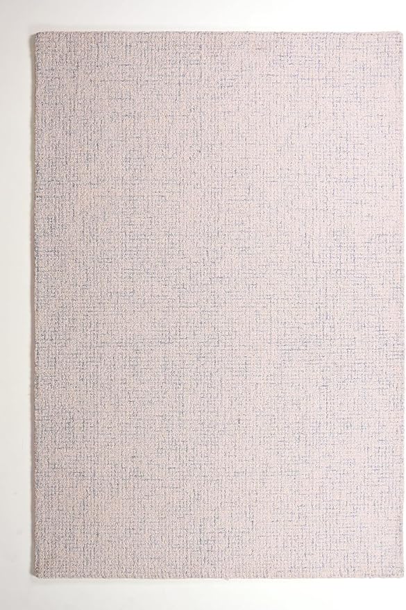 Hand-Tufted 100% Wool Pile Area Rug – Geometric Textured Grid Check Pattern – - Image 3
