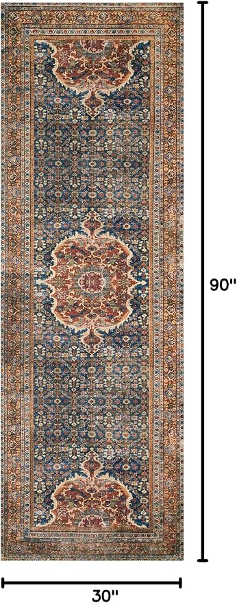 Loloi Layla Collection LAY-09 Cobalt Blue/Spice 2'-6" x 7'-6" .13" Thick Runner - Image 2
