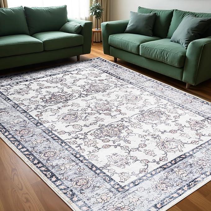 Area Rug for Living Room, 9x12 Machine Washable Non Slip Large Faux Wool Throw - Image 2