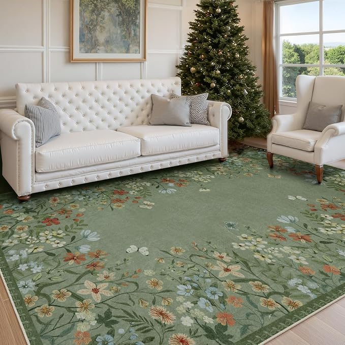 Wonnitar Washable 5x7 Area Rugs, Non-Shedding Living Room Throw Rug, Botanical - Image 5