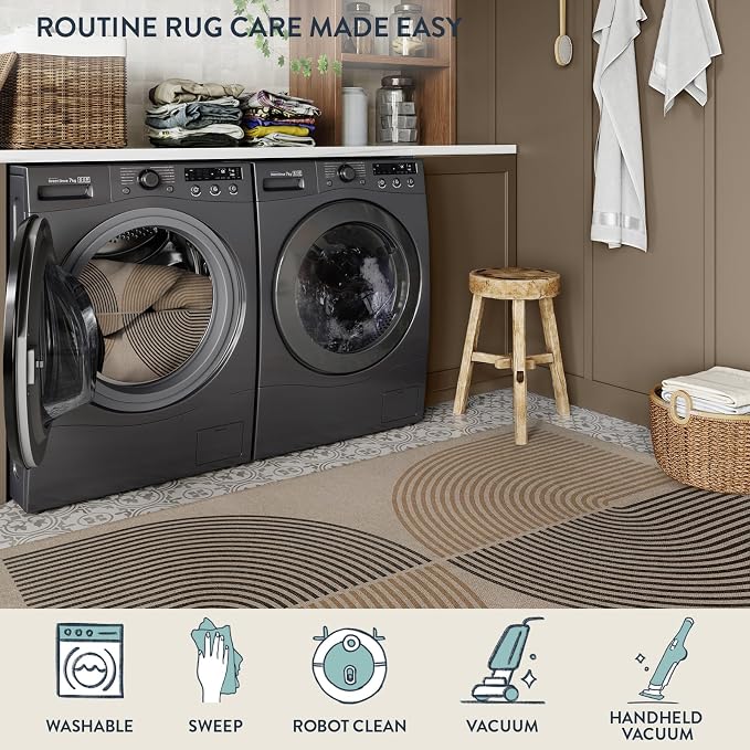 Lahome Modern Rainbow Easy Jute Rug, 2x6 Kitchen Runner Washable Rug Runners - Image 4