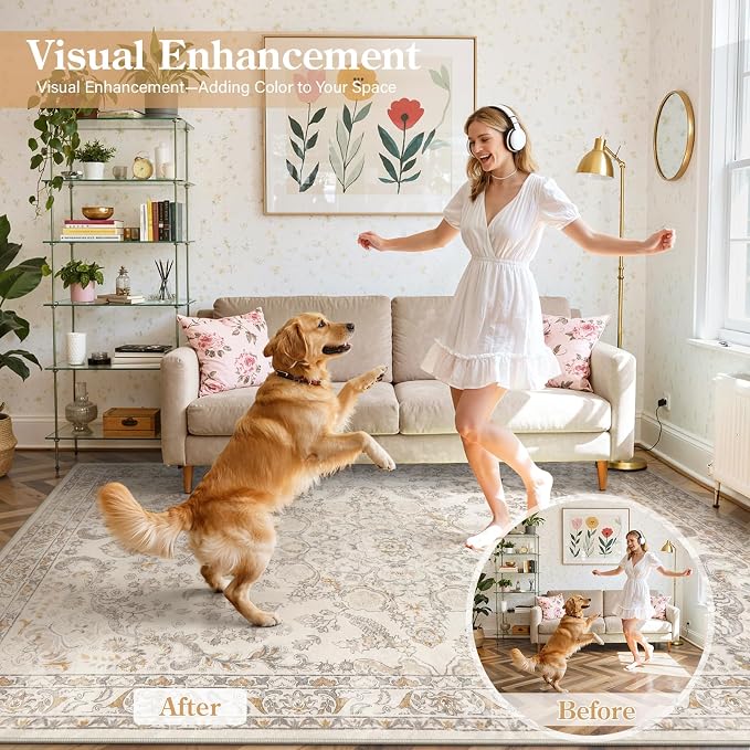 Wonnitar Washable Living Room Rugs, 8x10 Area Rugs - Image 3