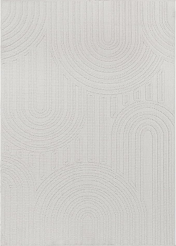 Beverly Rug Micro Loop Area Rug White 8x10 Modern Luxury Soft Circle Geometric - Image 2