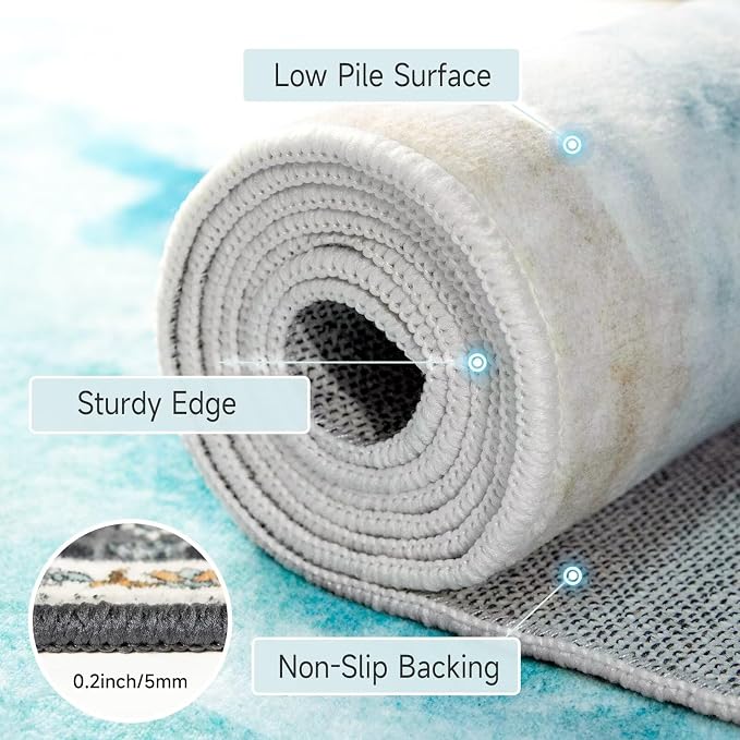 Beach Pattern 2x8ft Runner Rug Non Slip Washable Kitchen Runner Rug - Image 5