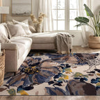 Rugshop Cream Bright Flowers Non Slip Non-Shedding Area Rug - Image 9