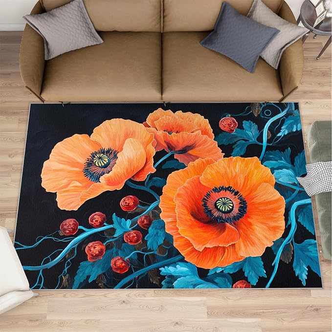 8x10 Poppy Rugs for Living Room by Unknown