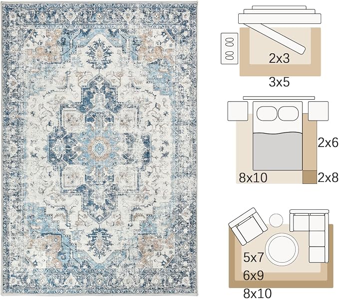jinchan Kelda Area Rug 2x3 Entryway Rug Washable Doormat Vintage Retro Indoor - Image 2