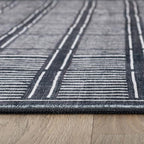 Rugshop Bohemian Stripe Lines Washable Non Slip Area Rug 3' x 5' Black - Image 4