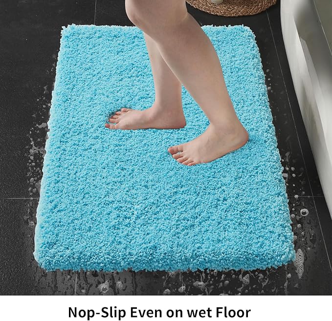 Bathroom Runner Rug 24x59 Teal Non Slip Fluffy Long Bath Mat - Image 4