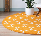 Rugs.com Lattice Frieze Collection Rug – 5' Round Orange Medium Rug Perfect - Image 2