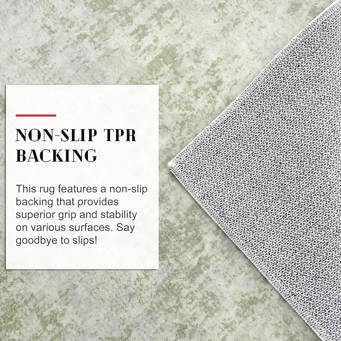 Modern Abstract Hallway Runner Rug, Sage Green Grey 2x8 Runner Rug, Washable - Image 6