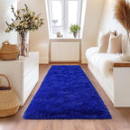 Blue Runner Rug for Hallway, Bedroom Bedside Plush Rugs, Non Slip Fluffy Shaggy - Image 3