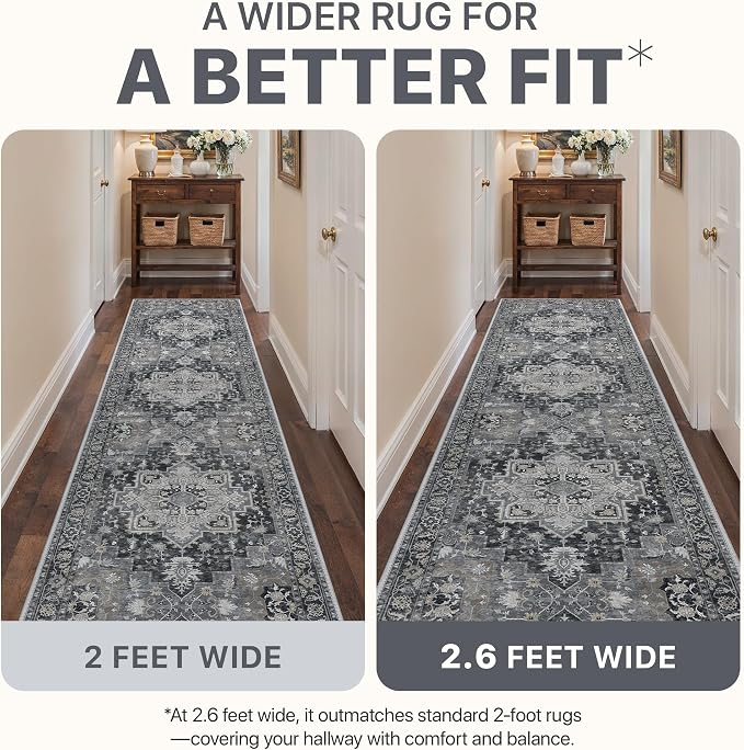 Runner Rug 2'6''x8, Machine Washable Runners, Non Slip Vintage Hallway Runner - Image 8