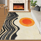 Boho Sun Area Rugs 5x8ft, Watercolor Mountain Living Room Carpet, Abstraction - Image 2
