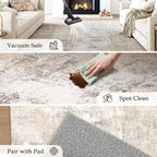6x9 Washable Area Rug Beige Grey Abstract Living Room Bedroom Throw Rug Neutral - Image 5