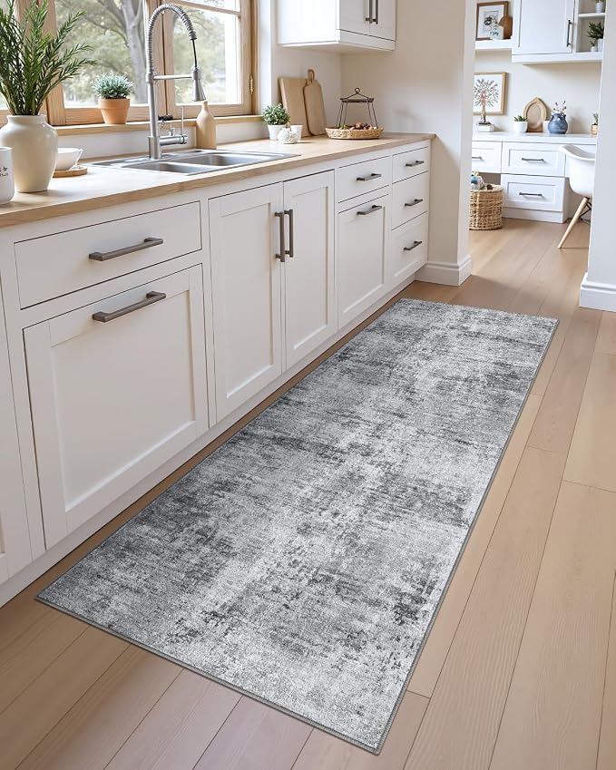 DEXI Hallway Runner Rug 3x8, Modern Abstract Non Slip Thin Soft Runners Carpet - Image 7