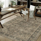 4x5 Washable Brown Area Rug Vintage Entryway Office Carpet Non-Slip Soft Low by WondRg