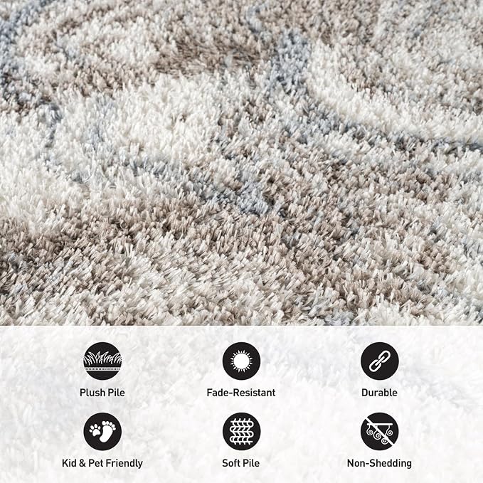 Rugshop Abstract Marble Shag Area Rug Blue 7' 10" x 10' Perfect - Image 5