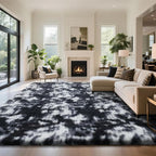 Fluffy Rug Shaggy Area Rug, Mottling Black 9x12 Area Rugs by Yongyangjuxi