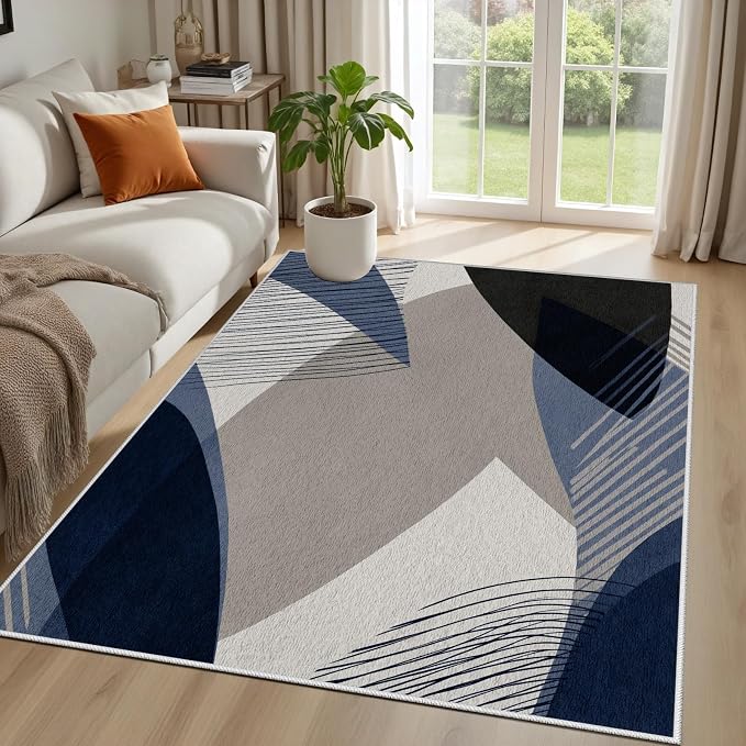 Abstract Art Line Living Room Area Rugs 6x9, Modern Boho Geometric Print Soft - Image 2