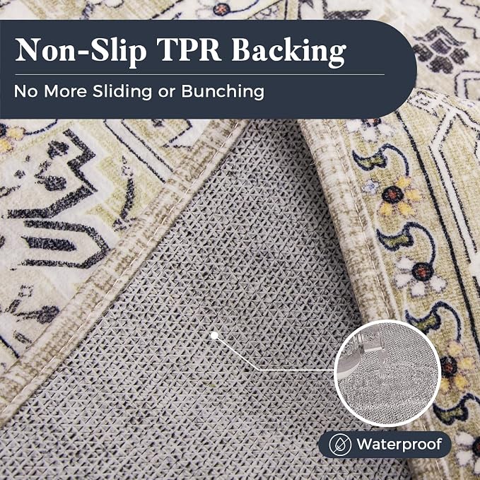 PURRUGS Vintage Farmhouse Boho Throw Rug 2x3 ft, Non-Slip Machine Washable Rug - Image 5