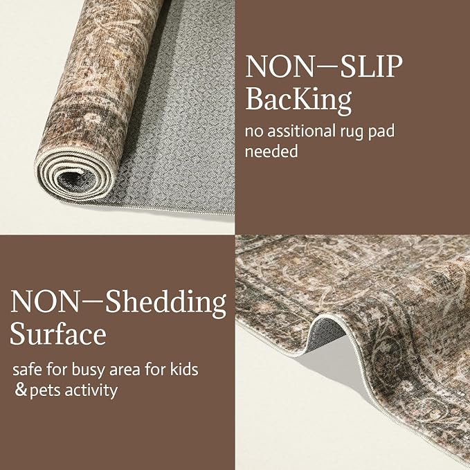 8x10 Washable Area Rugs Ultral Soft Non-Slip Stain Resistant Vintage Boho Large - Image 9