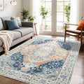 Area Rugs 4x6, Low Pile Washable Rugs, Soft Vintage Distressed Rugs by Beglad