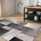 Rugshop Gray Contemporary Distressed Boxes Area Rug, Soft & Non-Shedding Accent - Image 6