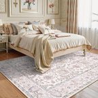 Lahome Boho Bedroom Rugs 8x10 Non Slip, Washable Pink Rugs by Lahome