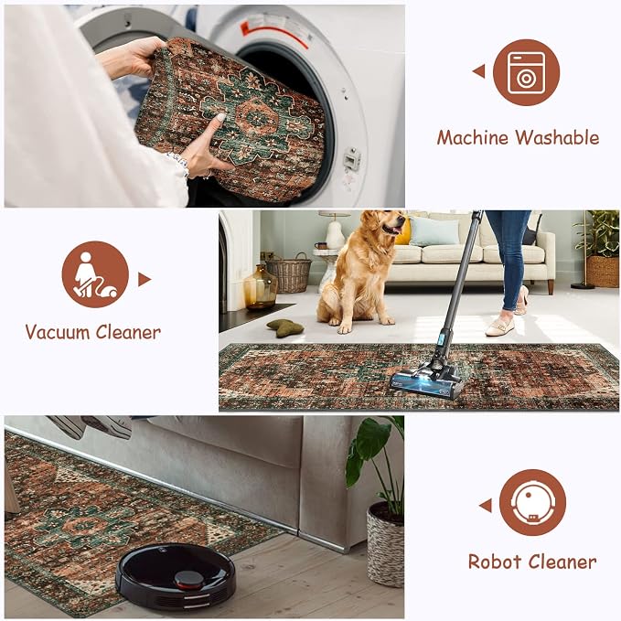 Moynesa Ultra-Thin Washable Vintage Area Rug - Image 4