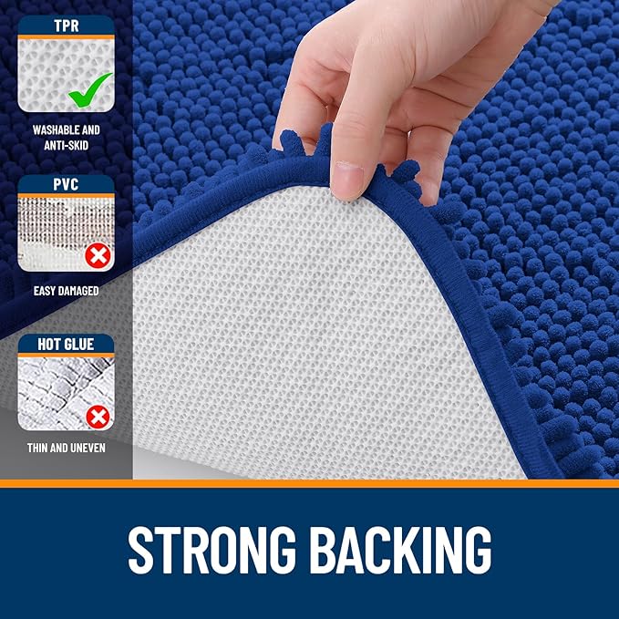 OLANLY Bathroom Rugs 36x24, Extra Soft Absorbent Chenille Bath Rugs, Rubber - Image 6