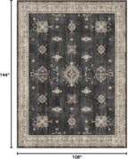 RUGGABLE Washable Vintage Area Rug – Verena Dark Wood 9x12, Stain-Resistant - Image 2