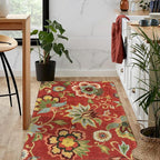 Lahome Floral Red 3x5 Area Rug, Washable Kitchen Fall Rugs Non-Slip ‎Stain - Image 2