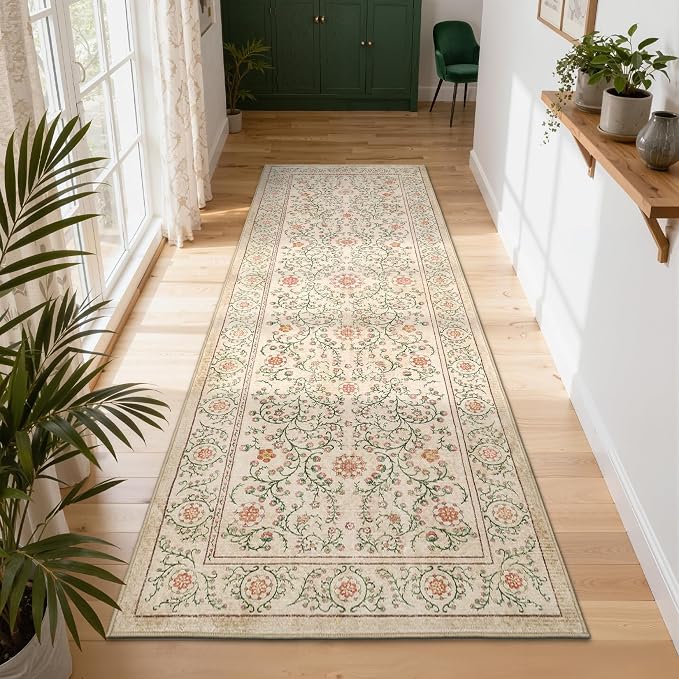 GarveeHome Boho 2x6 Runner Rug for Hallways Non Slip, Vintage Botanical Kitchen by GarveeHome