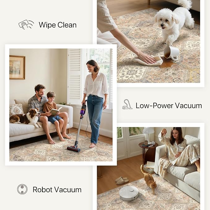Bavni 3x5 Area Rugs for Living Room, Machine Washable Rug Non Slip, Vintage - Image 6