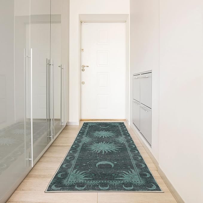 Ambesonne Sun and Moon Decorative Rug, Bohemian Artwork Design of Crescent - Image 2