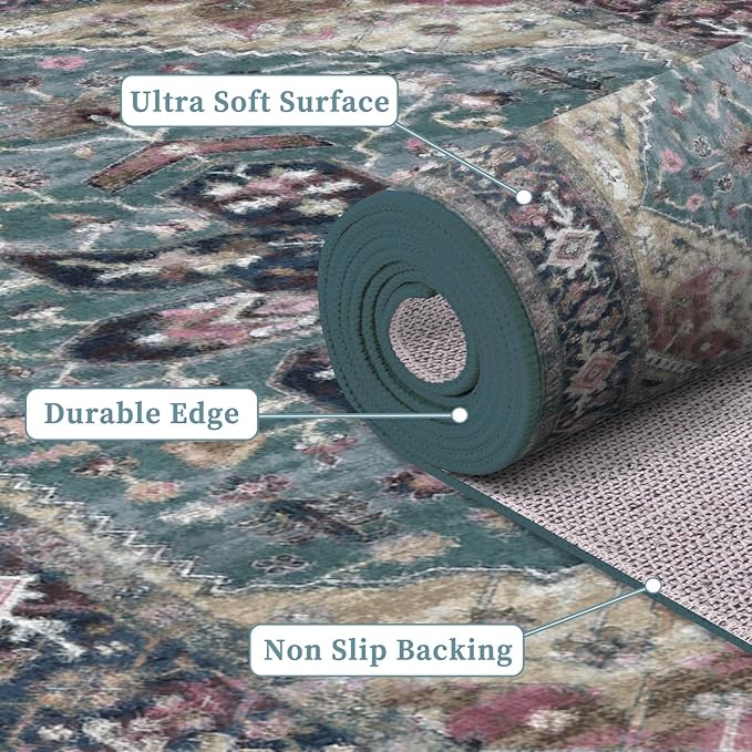 Enkor Runner Rugs for Hallway, 2x10 Washable Soft Boho Non Slip Floor Rugs for - Image 3