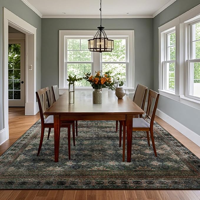 4x6 Area Rug for Bedroom Machine Washable, Non Slip Vintage Floral Kitchen Rugs - Image 6