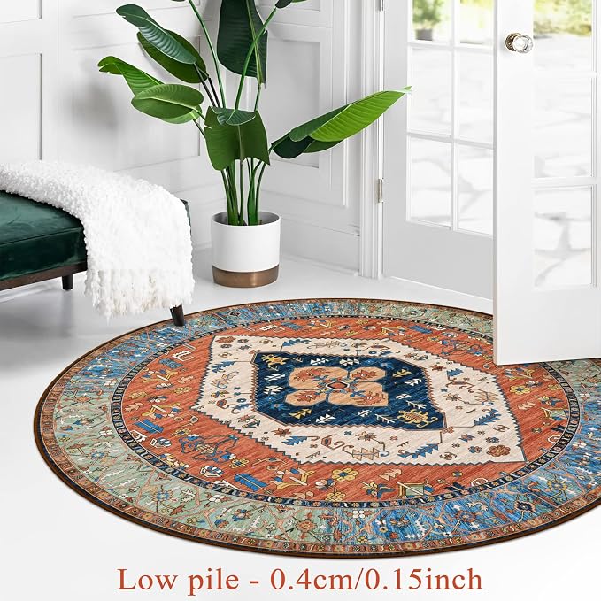 Lahome Ultra-Thin Round Rugs - 6ft Washable Round Area Rugs - Image 3