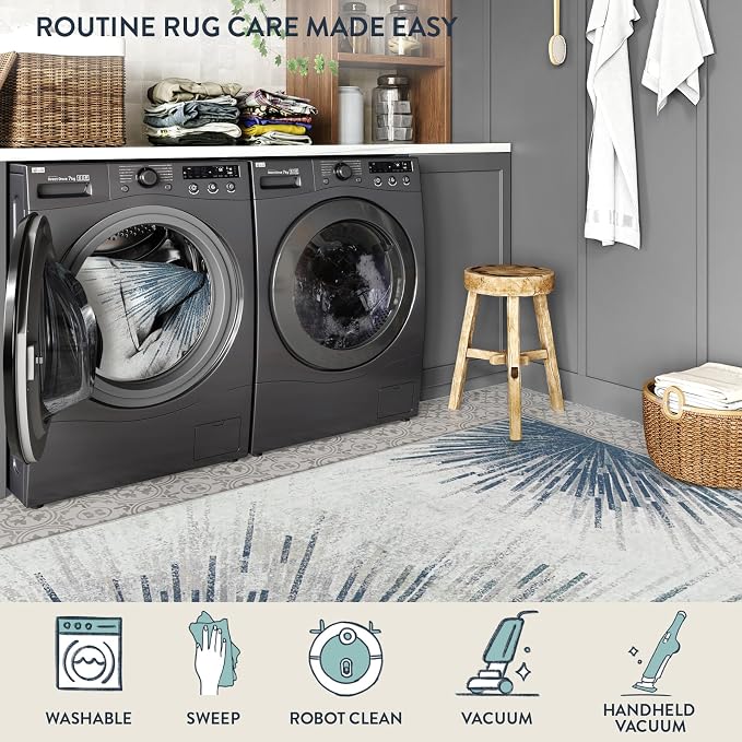 Lahome Modern Machine Washable 6 x 9 Area Rug, Non-Slip Ultra-Thin Big Rugs - Image 3