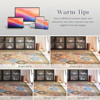 Phantoscope Washable Round Area Rug 6ft Non-Slip, Vintage Boho Rugs - Image 7