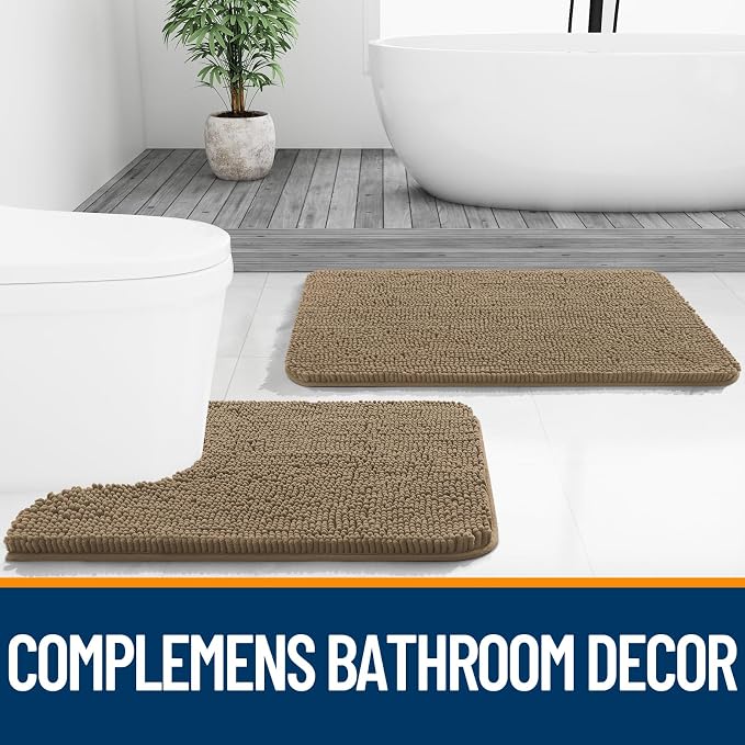 OLANLY Toilet Rugs U-Shaped 24x20, Extra Soft Absorbent Chenille Contour - Image 7