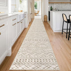 KUTA Long Hallway Runner Rug 2.6x18 Non-Slip Washable, Moroccan Vintage Beige - Image 2
