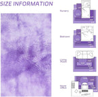 duduta Purple Plush Round Rug 4x4 ft, Tie Dye Fluffy Shag Rugs - Image 2