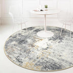 Lahome Modern Abstract Round Rug - 5Ft Grey Living Room Rugs Washable 5x5 - Image 3