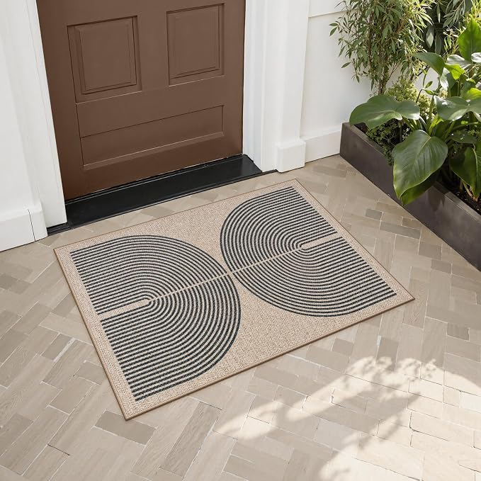 Lahome Rainbow Easy Jute Rug, 2x3 Farmhouse Kitchen Rugs Non Slip Washable - Image 2