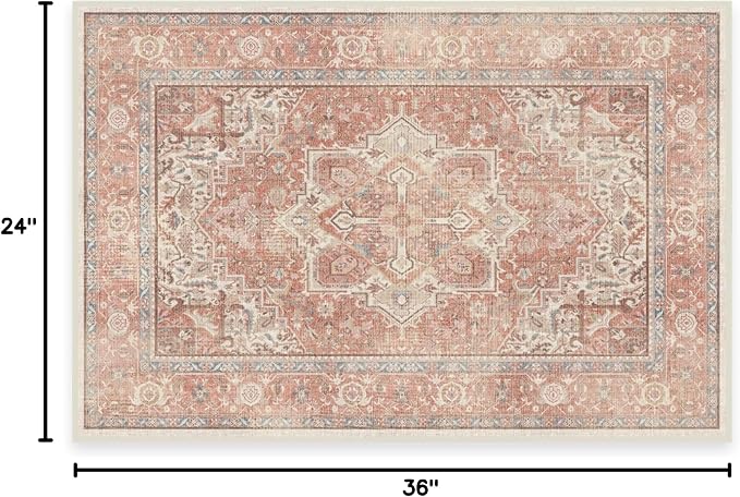 RUGGABLE Washable Area Rug – Kamran Rose Pink 2x3, Stain-Resistant, Non-Slip – - Image 3