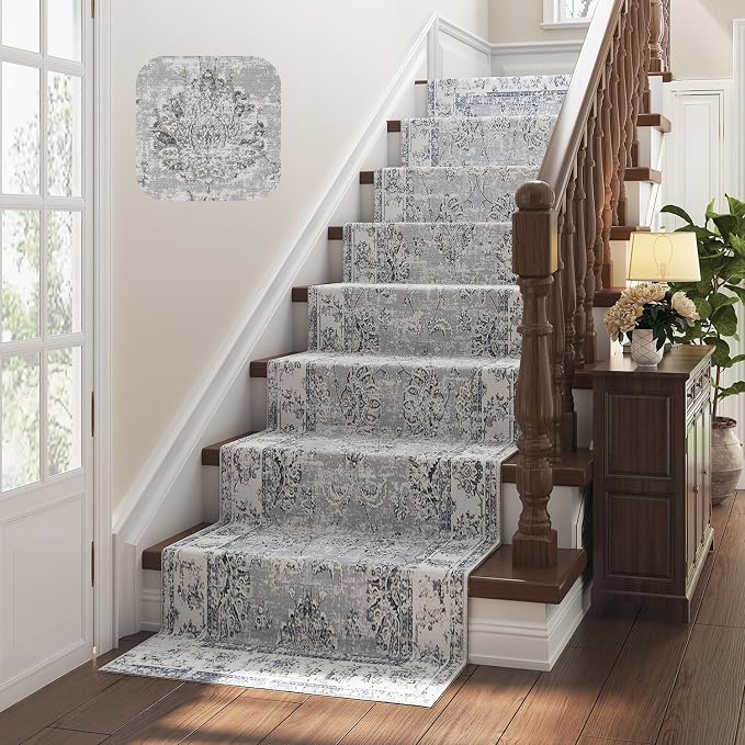 jinchan Fiora Hallway Runner Rug 3x10 Machine Washable Runner Rug Grey Vintage - Image 2