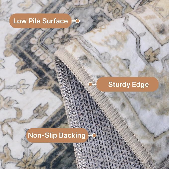 GENIMO 8x10 Area Rugs for Living Room, Machine Washable Non Slip Vintage Rugs - Image 5