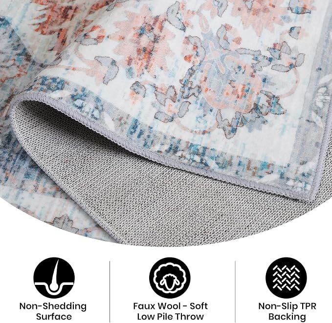 8x10 Area Rugs for Living Room, Machine Washable Non-Slip Low Pile Faux Wool - Image 5
